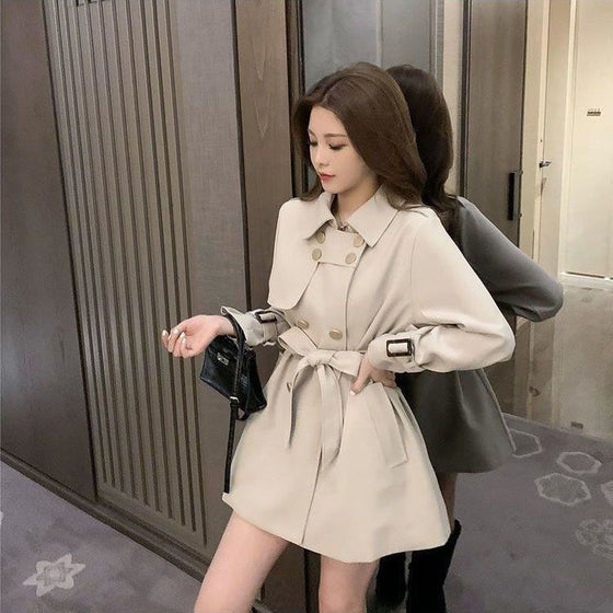 Mid-length Waist Trimming Trench Coat Women