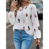 Feather Print Long Lantern Sleeve blouse