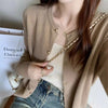 Gray Knitted Cardigan Women's Autumn Outerwear High-grade Sweater Coat