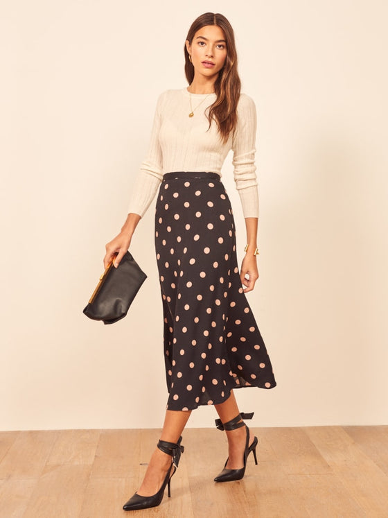 Summer Fashion All-Match Slim High Waist Slim Polka Dot Print Skirt