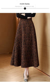Woolen Jacquard High Waist Swing Dress Thickened Midi Skirt Umbrella Skirt