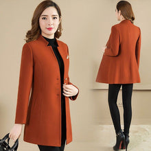  Woolen Coat Mid-length Stand Collar Coat