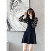 French High-end Early Autumn Black Knitted Dress