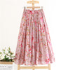 Women's Cotton And Linen Color A-Line Floral Long Dress