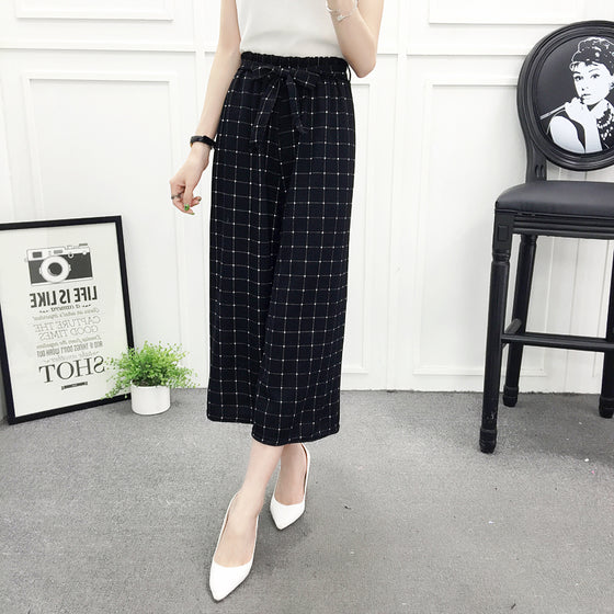 Casual Wide-leg Pants Black And White Striped Pants
