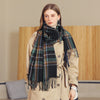 Elegant Plaid Warm Tassel Scarf Women's Mid-length