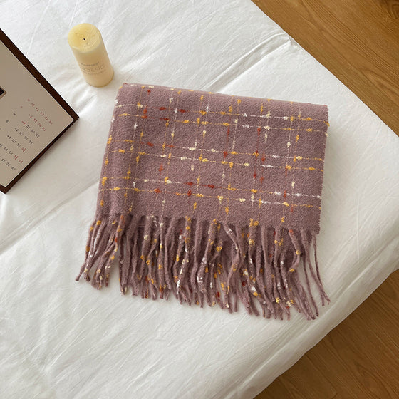 Black Plaid Artificial Cashmere Scarf Women