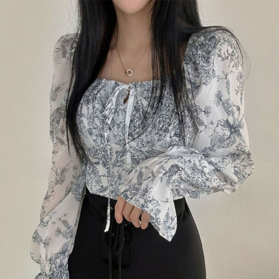 Women's Fashionable Floral Chiffon Shirt