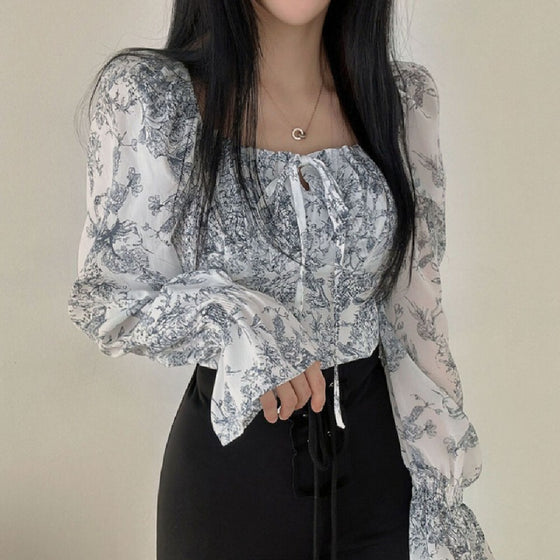 Women's Fashionable Floral Chiffon Shirt