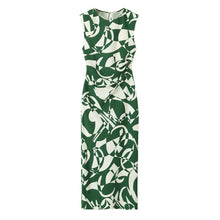  Women's Printed Green Floral Pattern Dress