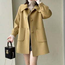  Medium Heart Buckle Slim Fit Woolen Coat Younger Peter Pan Collar Children