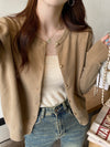 Gray Knitted Cardigan Women's Autumn Outerwear High-grade Sweater Coat