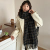 Black Plaid Artificial Cashmere Scarf Women