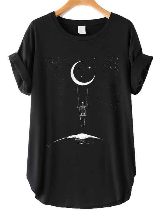 Moon Print Short Sleeve T-Shirt