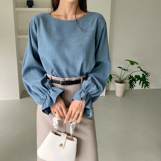 Casual Round Neck Long Sleeve Top