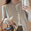 Gray Knitted Cardigan Women's Autumn Outerwear High-grade Sweater Coat