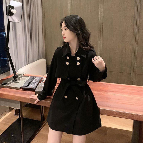 Mid-length Waist Trimming Trench Coat Women