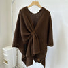 Women's Large-size Long High-grade Knitted Cashmere Shawl With Buckle