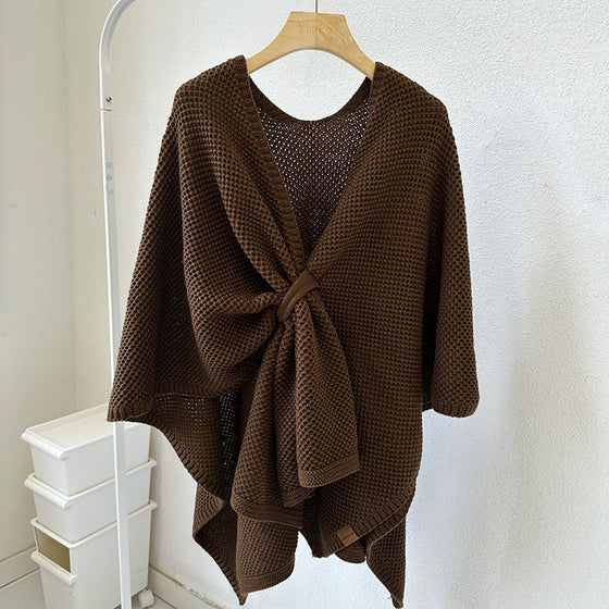 Women's Large-size Long High-grade Knitted Cashmere Shawl With Buckle