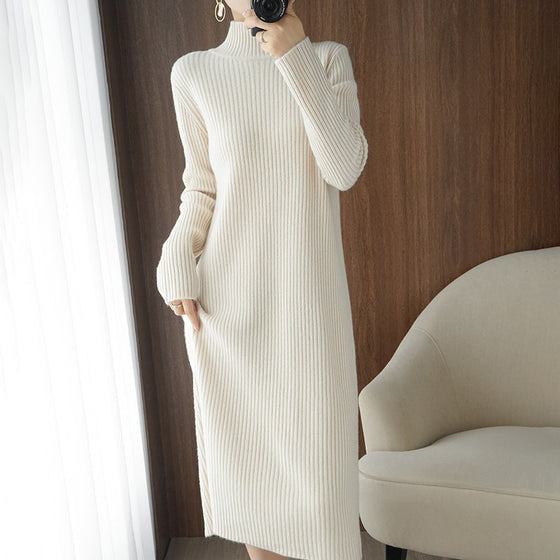Half-high Neck Mid-length Knitted Bottom Dress