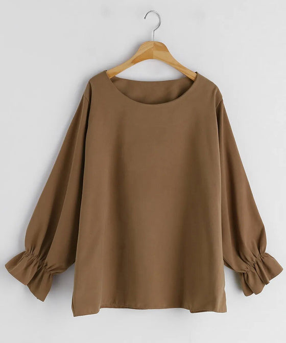 Casual Round Neck Long Sleeve Top