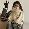 Black Plaid Artificial Cashmere Scarf Women