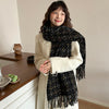 Black Plaid Artificial Cashmere Scarf Women