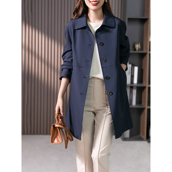 British Elegant Trench Mid-length Straight Coat