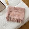 Black Plaid Artificial Cashmere Scarf Women
