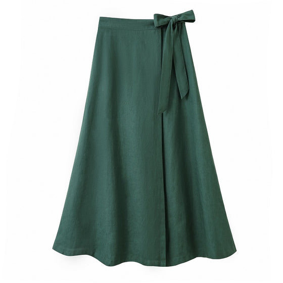 Lace Up Cotton And Linen Women's Skirt