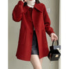 Medium Heart Buckle Slim Fit Woolen Coat Younger Peter Pan Collar Children