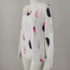 Feather Print Long Lantern Sleeve blouse