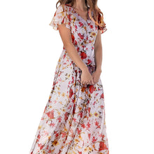  Women's Short Sleeve Printed Chiffon Dress