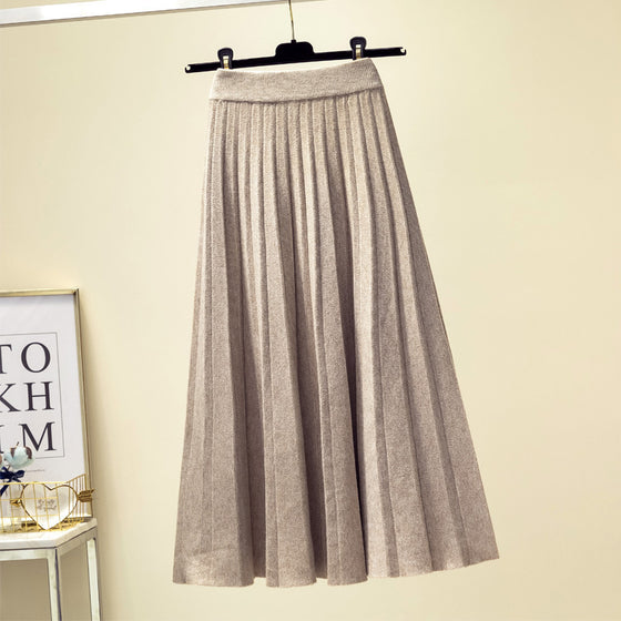 Autumn And Winter High Waist Knitted Skirt Women Mid-length