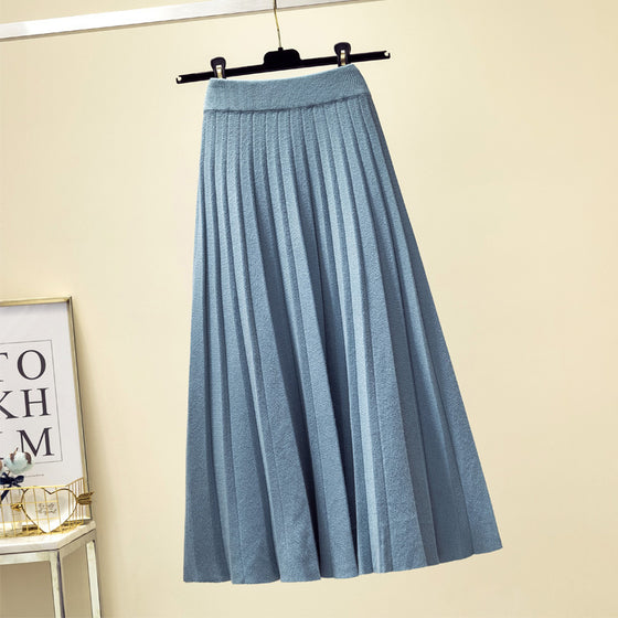 Autumn And Winter High Waist Knitted Skirt Women Mid-length